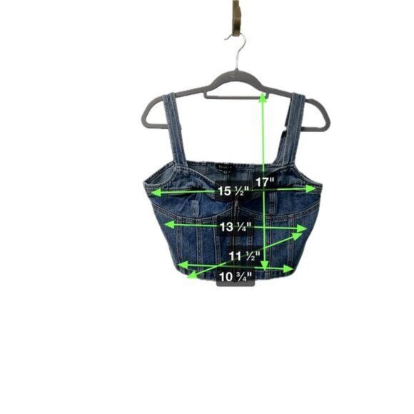 NWT bebe Multi Seam Zip Front Denim Bustier Top Size Large MSRP $98 New - Picture 6 of 11